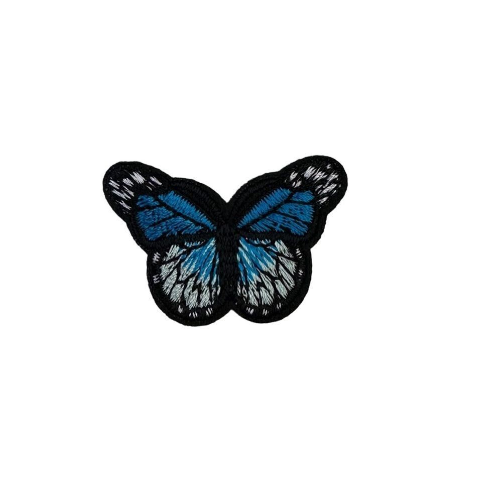 Small Blue Turquoise Butterfly Embroidered Patch